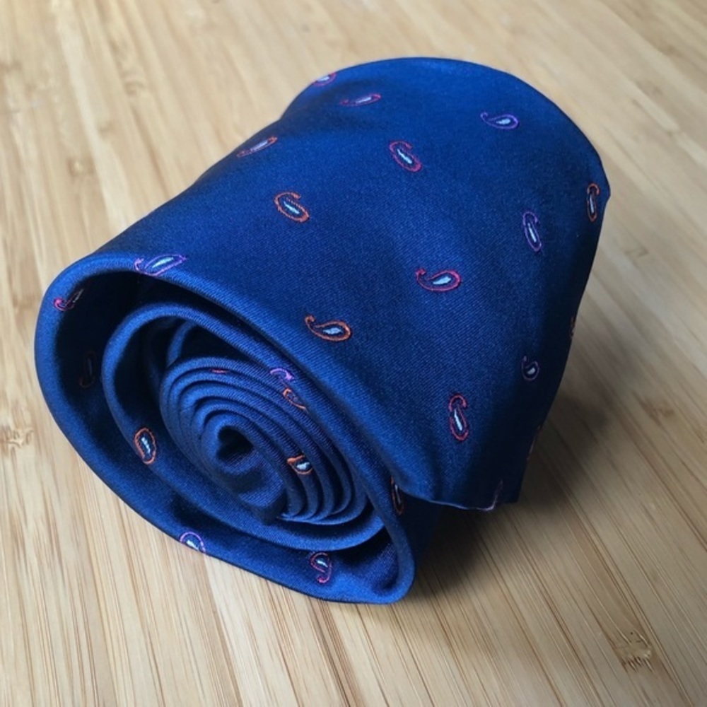 Altea Milano Silk Tie In Rich Dark Blue - Picture 2 of 6